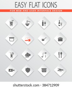 Food and kitchen easy flat web icons for user interface design