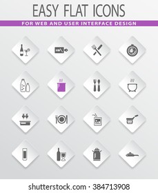 Food and kitchen easy flat web icons for user interface design