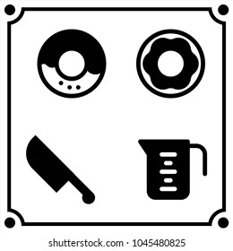 food kitchen icon vector set