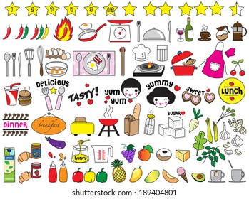 Food and Kitchen Icons illustration set