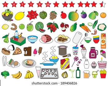 Food and Kitchen Icons illustration set
