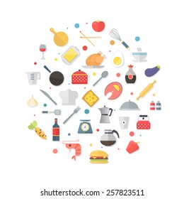 Food and kitchen items icons - vector collection