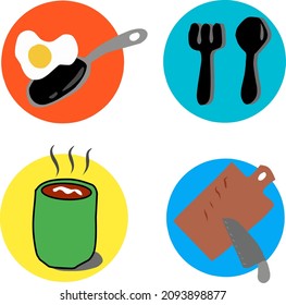 Food and kitchen set icon vector can be used for sticker or anything else