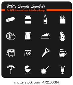 Food and kitchen simple icons for web