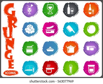 Food and kitchen symbol for web icons in grunge style
