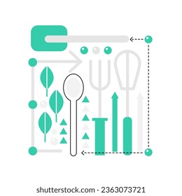 Food kitchen utensils. Food preparing tools, cooking instruments vector illustration