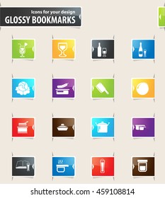 Food and kitchen vector bookmark icons for your design