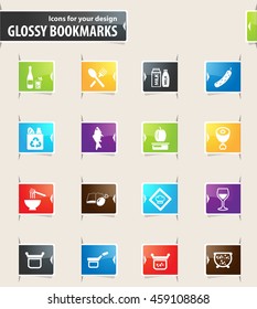Food and kitchen vector bookmark icons for your design