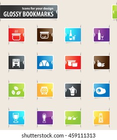 Food and kitchen vector bookmark icons for your design