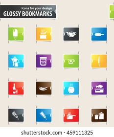 Food and kitchen vector bookmark icons for your design