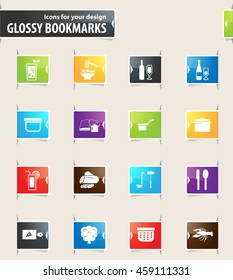 Food and kitchen vector bookmark icons for your design