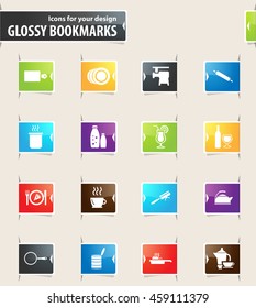 Food and kitchen vector bookmark icons for your design
