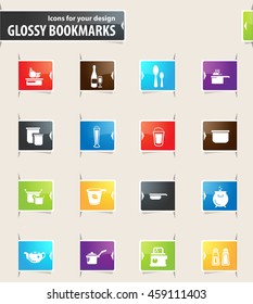 Food and kitchen vector bookmark icons for your design