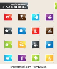 Food and kitchen vector bookmark icons for your design