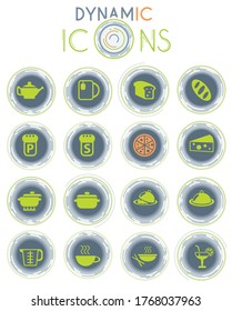 food and kitchen vector icons on white background with dynamic lines for animation for web and user interface design