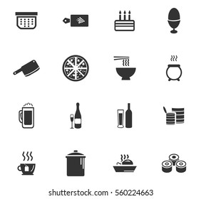 food and kitchen vector icons for user interface design