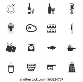 food and kitchen vector icons for user interface design