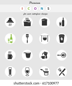 food and kitchen vector icons for user interface design