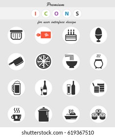 food and kitchen vector icons for user interface design