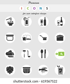 food and kitchen vector icons for user interface design