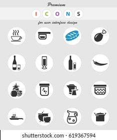 food and kitchen vector icons for user interface design