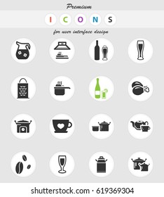 food and kitchen vector icons for user interface design
