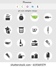 food and kitchen vector icons for user interface design