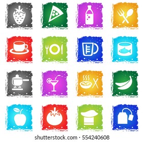 food and kitchen web icons in grunge style for user interface design