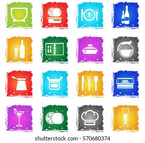 food and kitchen web icons in grunge style for user interface design