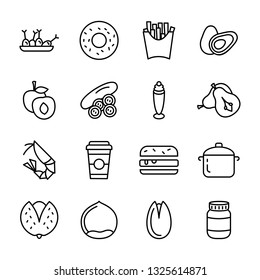 Food And Kitchenware Line Vectors