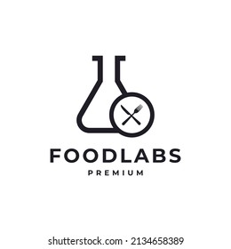 Food Lab Fork Restaurant Logo Hipster Vintage Vector Design Inspiration
