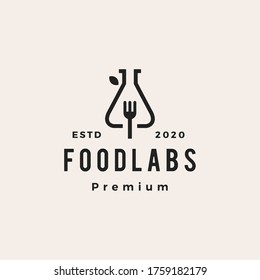Food Lab Labs Fork Hipster Vintage Logo Vector Icon Illustration