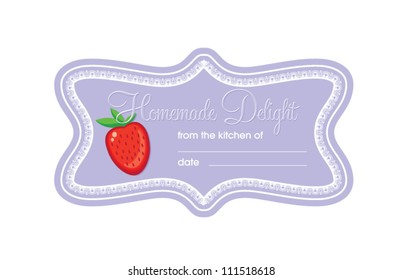 Food label homemade delight, strawberry, marmalade concept, vector illustration