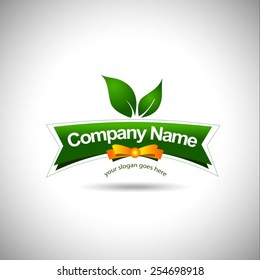 Food Label Logo. Vector logo food logo with leaf and green colors