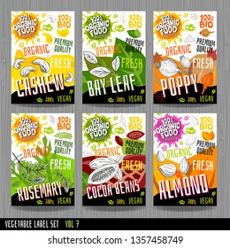 Food Label Set Stickers Collection Vegetable Stock Vector (Royalty Free ...