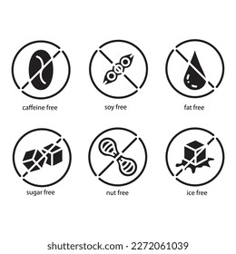 vector conjunto de etiquetas alimentarias.
Icono, signo o símbolo adecuado para comida y bebida.