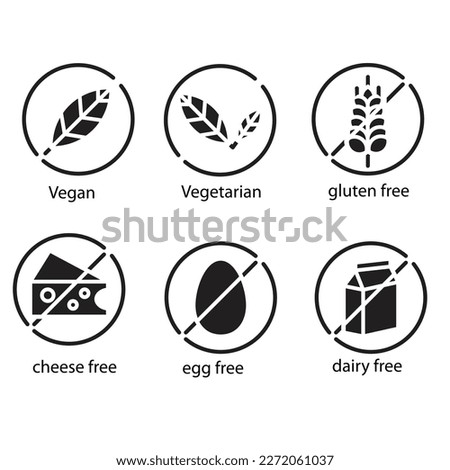 Food label set vector.
Suitable for food and beverage icon, sign or symbol.