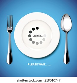 Food are late. Please wait. Vector. Illustration.