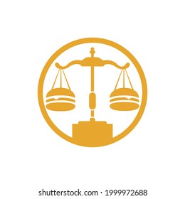 Food law vector logo design template. Law balance and burger icon design.	