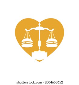 Food law vector logo design template. Law balance and burger icon design.	