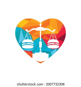 Food law vector logo design template. Law balance and burger icon design.	