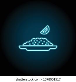 food, lemon, dishes neon icon. Simple thin line, outline vector of Food icons for UI and UX, website or mobile application on dark blue gradient background