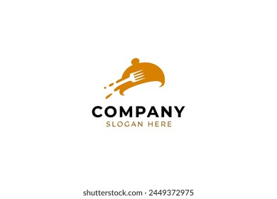 food lid with fork logo, fast food symbol vector icon illustration, flat vector design logo