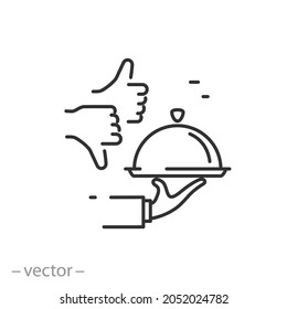 food like or dislike icon, critic or review culinary, restaurant feedback, catering guide, evaluation or cook reputation, editable stroke vector illustration