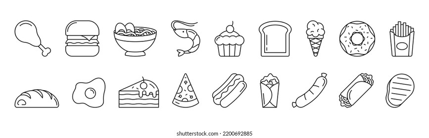 Food line art icon set design template vector illustrationline art icon design template vector illustration