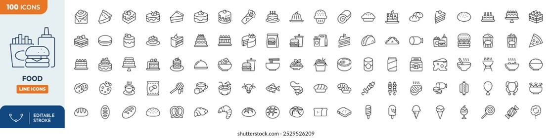 food line editable icon set	