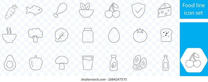 Food line editable icon set. Editable stroke. Vector illustration