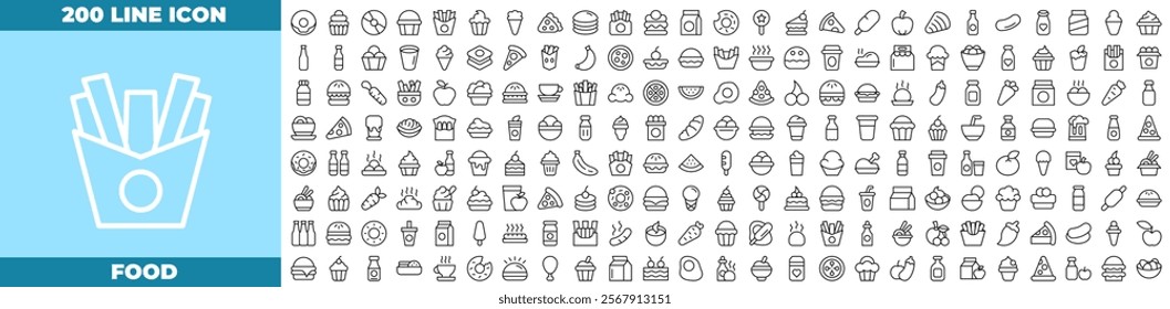 Food Line Editable Icons set. Vector illustration in modern thin line style of food icons: food, fruit, burger, etc