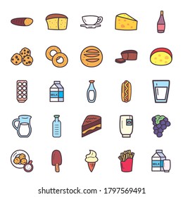 food line and fill style icons group design, eat restaurant and menu theme Vector illustration