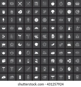 Food line and full icons set, restaurant outline and solid vector symbol collection, linear pictogram pack isolated on white for web and mobile, logo illustration